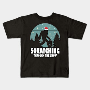 Squatching Through The Snow -  Bigfoot Kids T-Shirt